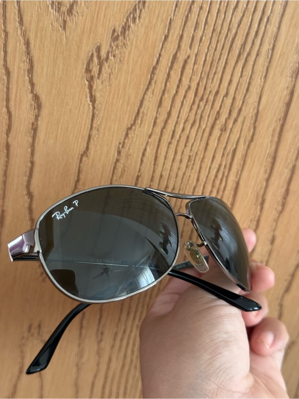 Ray-Ban UNISEX Black and Silver Aviator Sunglasses - Picture 7 of 7